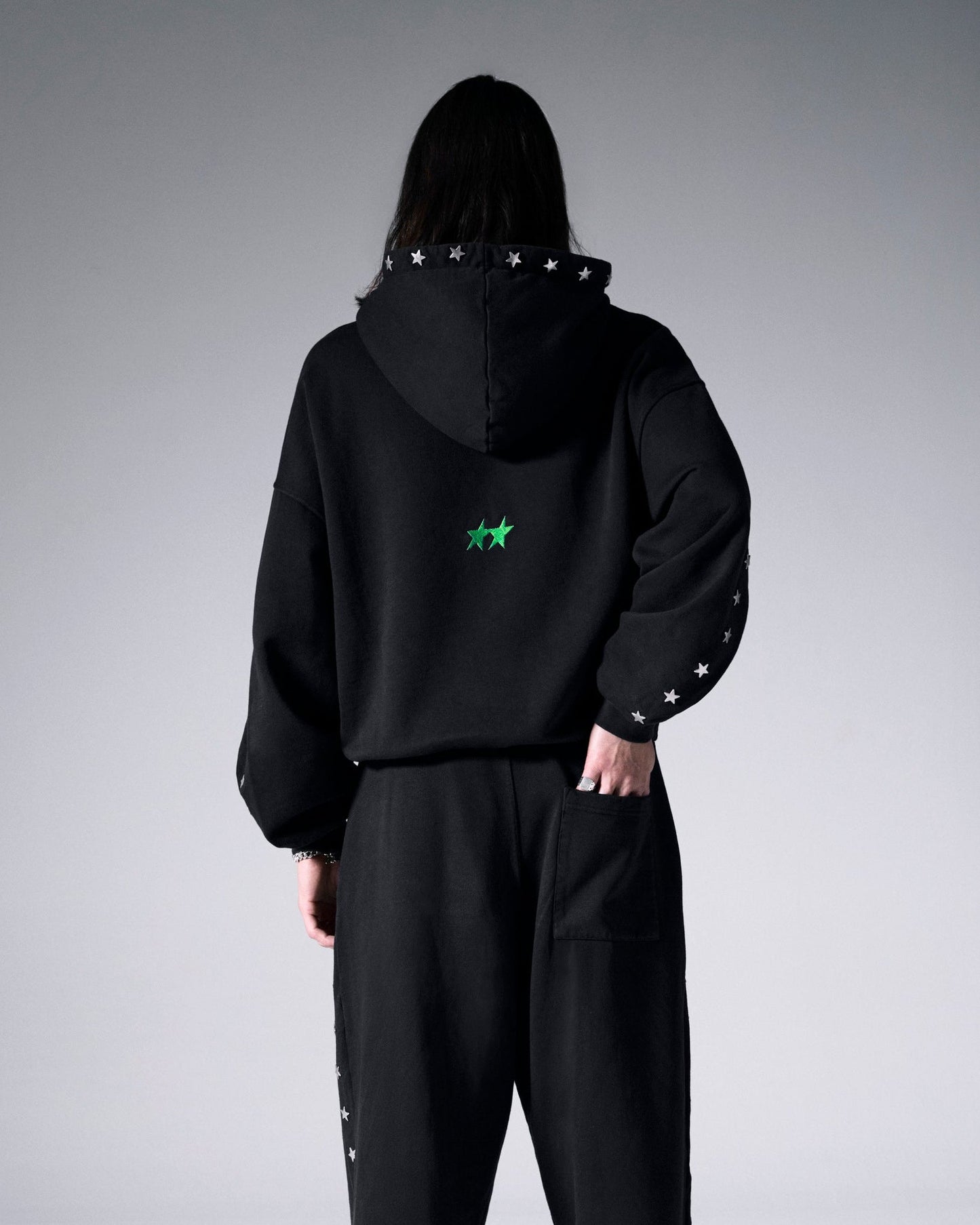 Stars Studded Coal Hoodie
