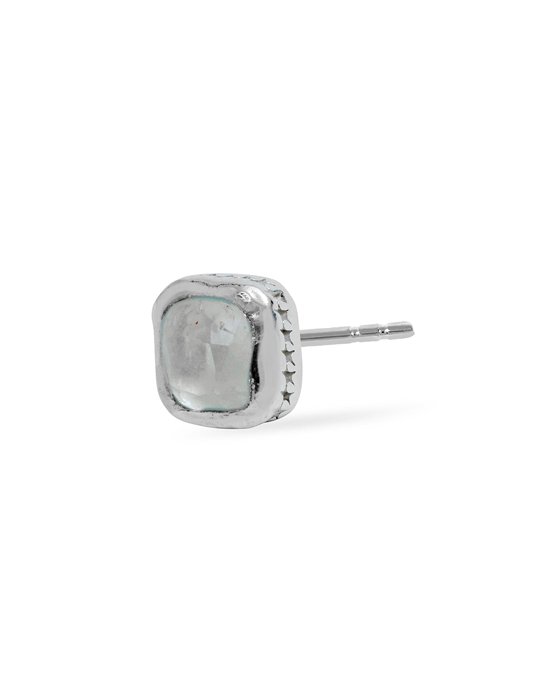 Square White Stone Stud