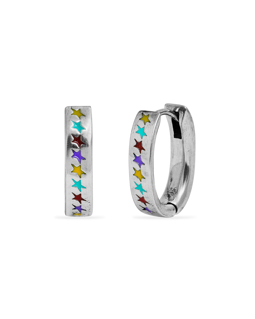 Multicolor Enameled Link Earring L