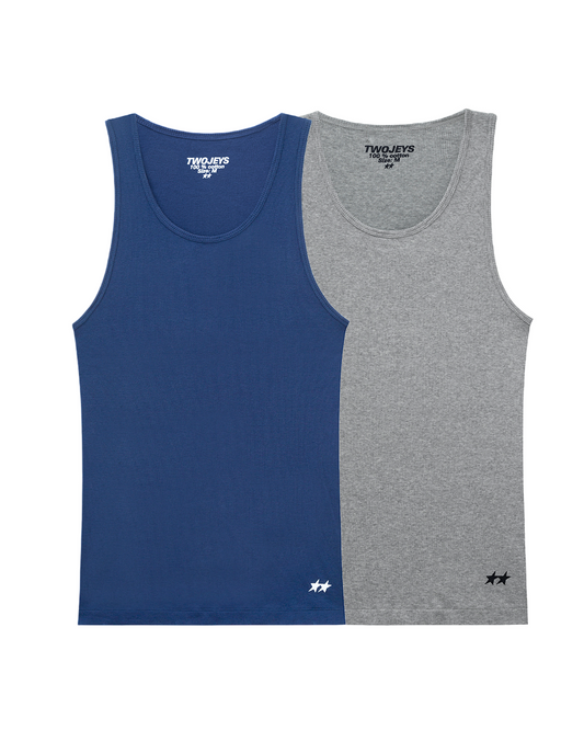 Basic Tank Top Pack Navy & Grey Melange